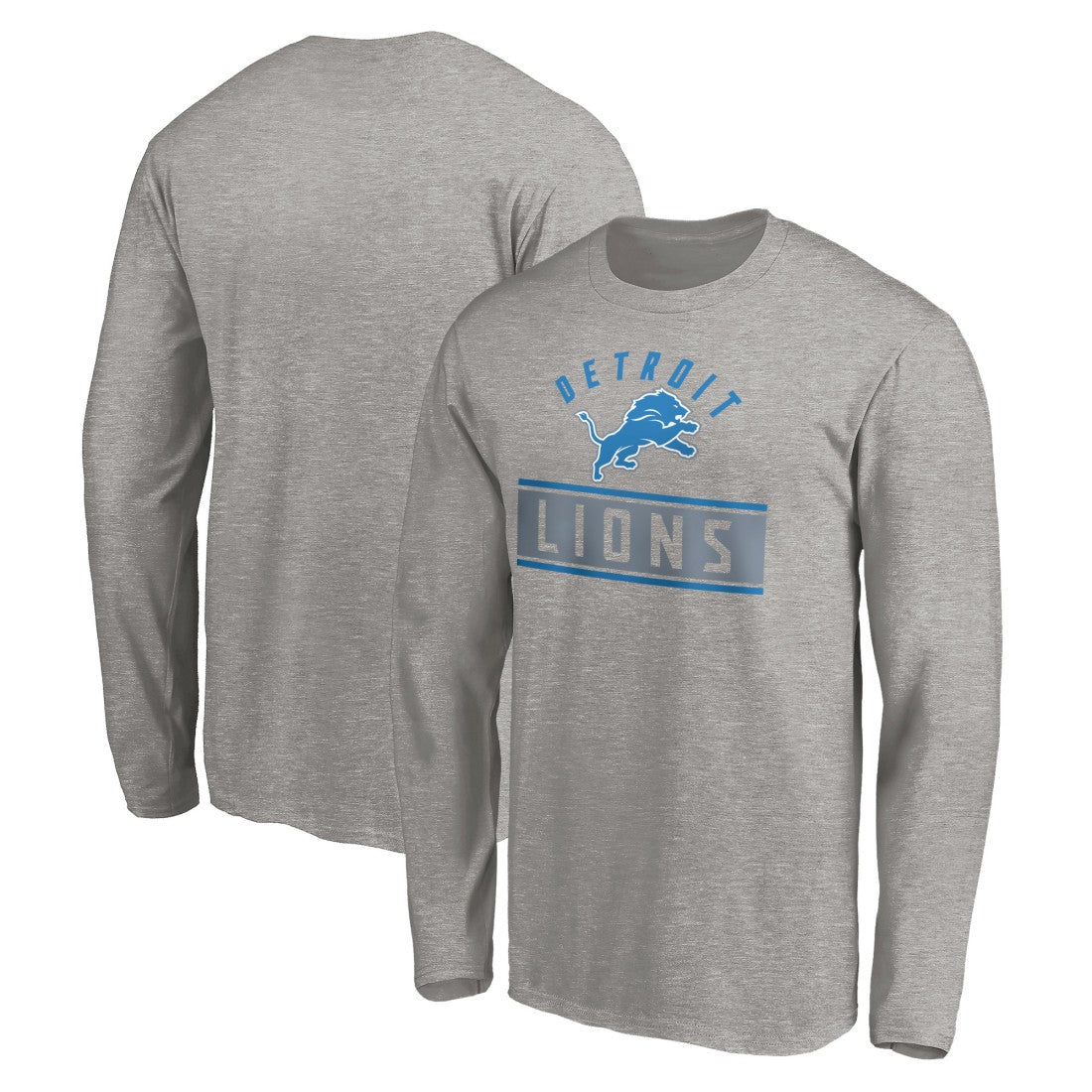 Detroit Lions Team Arch Knockout Long Sleeve T-Shirt Heather Gray | NFL