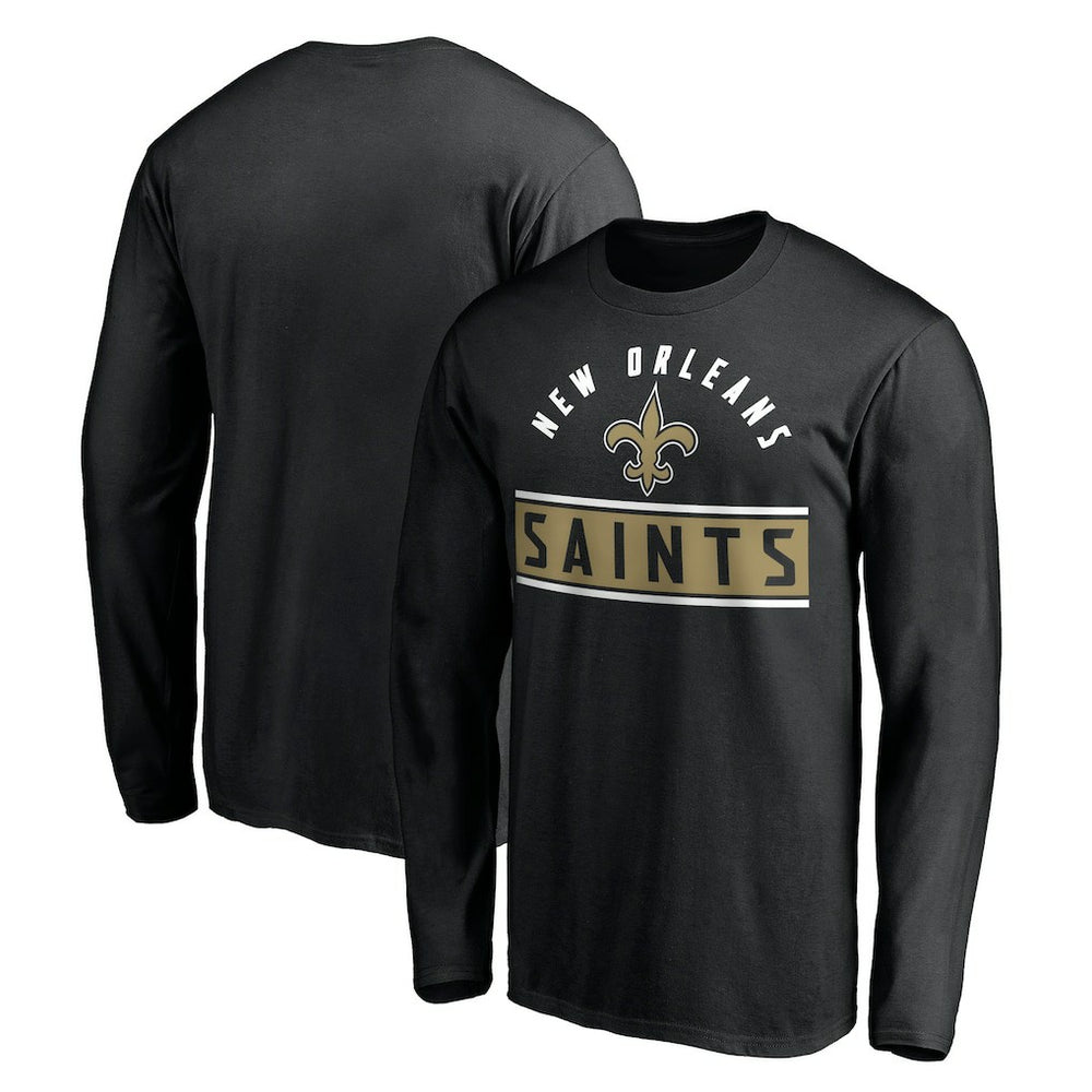 New Orleans Saints Team Arch Knockout Long Sleeve T-Shirt Black | NFL