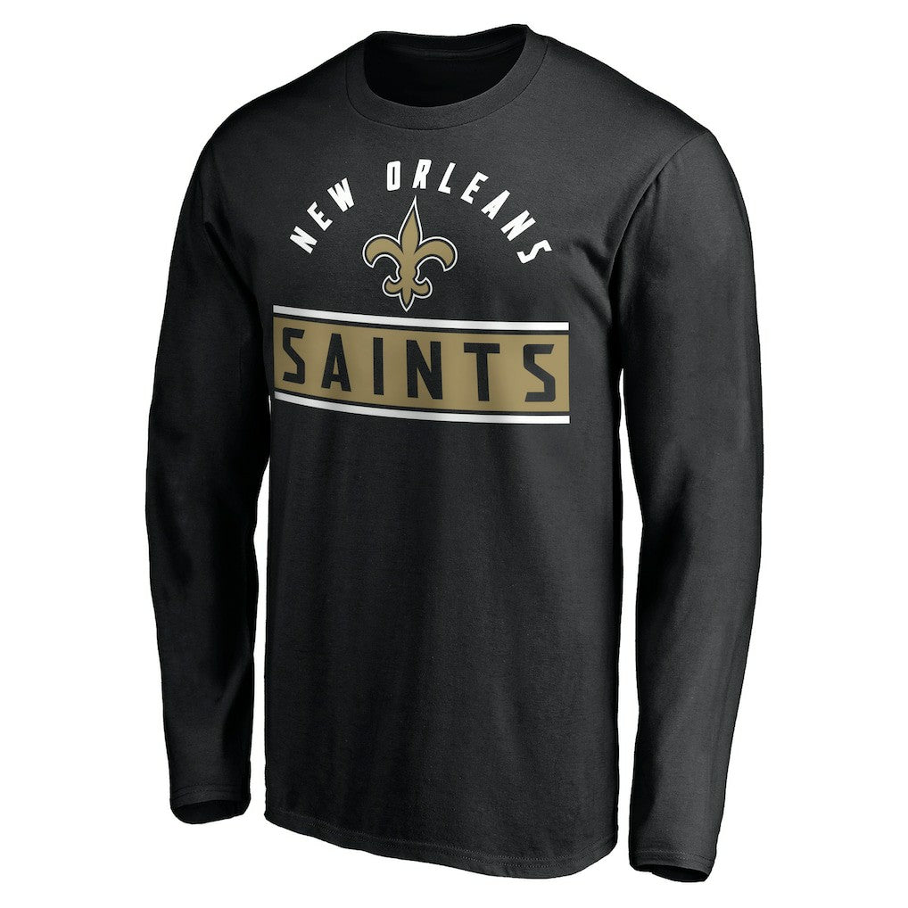 New Orleans Saints Team Arch Knockout Long Sleeve T-Shirt Black | NFL