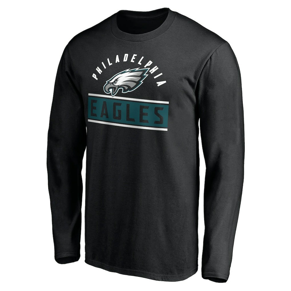 Philadelphia Eagles Team Arch Knockout Long Sleeve T-Shirt Black | NFL