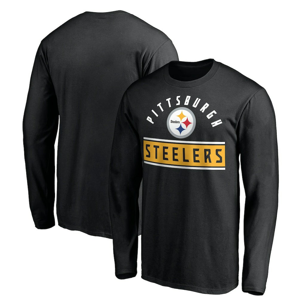 Pittsburgh Steelers Team Arch Knockout Long Sleeve T-Shirt Black | NFL