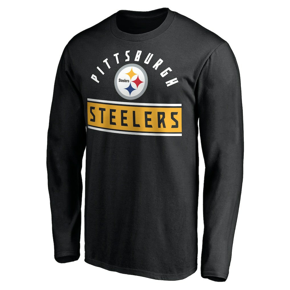 Pittsburgh Steelers Team Arch Knockout Long Sleeve T-Shirt Black | NFL