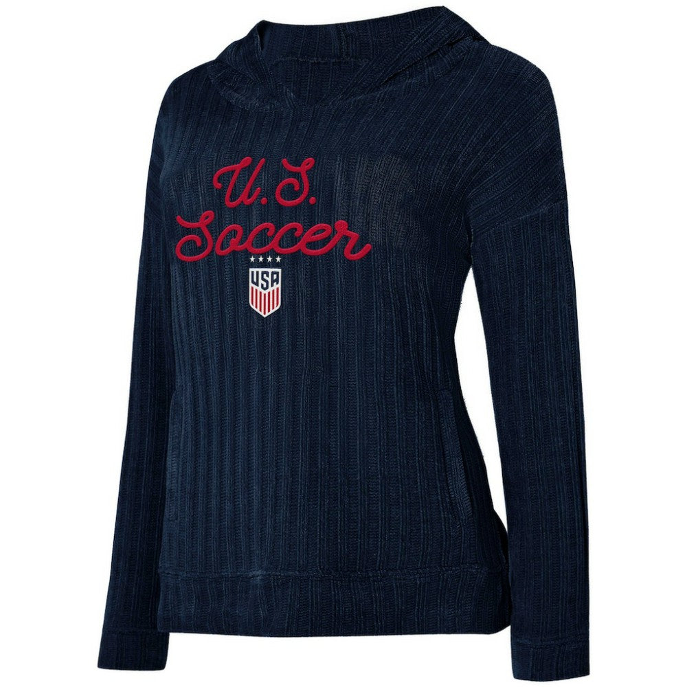 USWNT Concepts Sport Women's Linger Long Sleeve Hooded Top Navy - FIFA World CUP