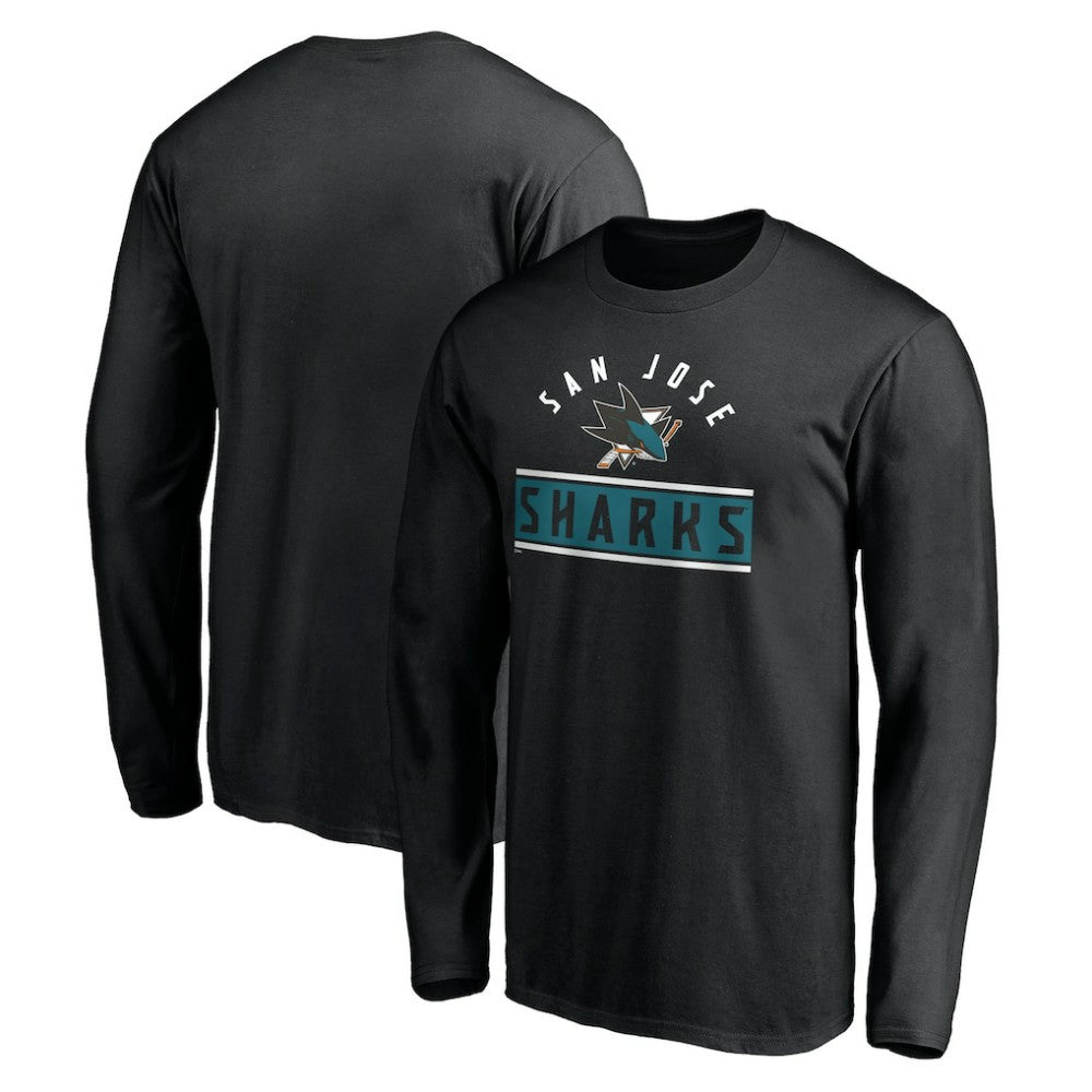 San Jose Sharks Team Arch Knockout Long Sleeve T-Shirt - Black - NHL