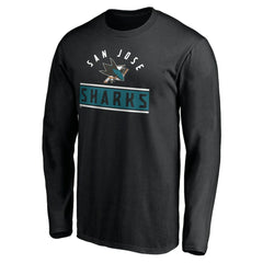 San Jose Sharks Team Arch Knockout Long Sleeve T-Shirt - Black - NHL