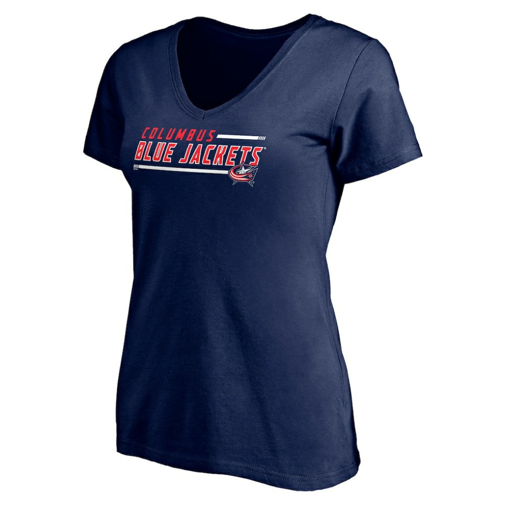 Columbus Blue Jackets Women's Mascot In Bounds V-Neck T-Shirt - Navy - NHL