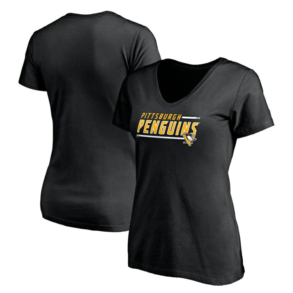 Pittsburgh Penguins Women's Mascot In Bounds V-Neck T-Shirt - Black - NHL