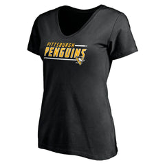Pittsburgh Penguins Women's Mascot In Bounds V-Neck T-Shirt - Black - NHL