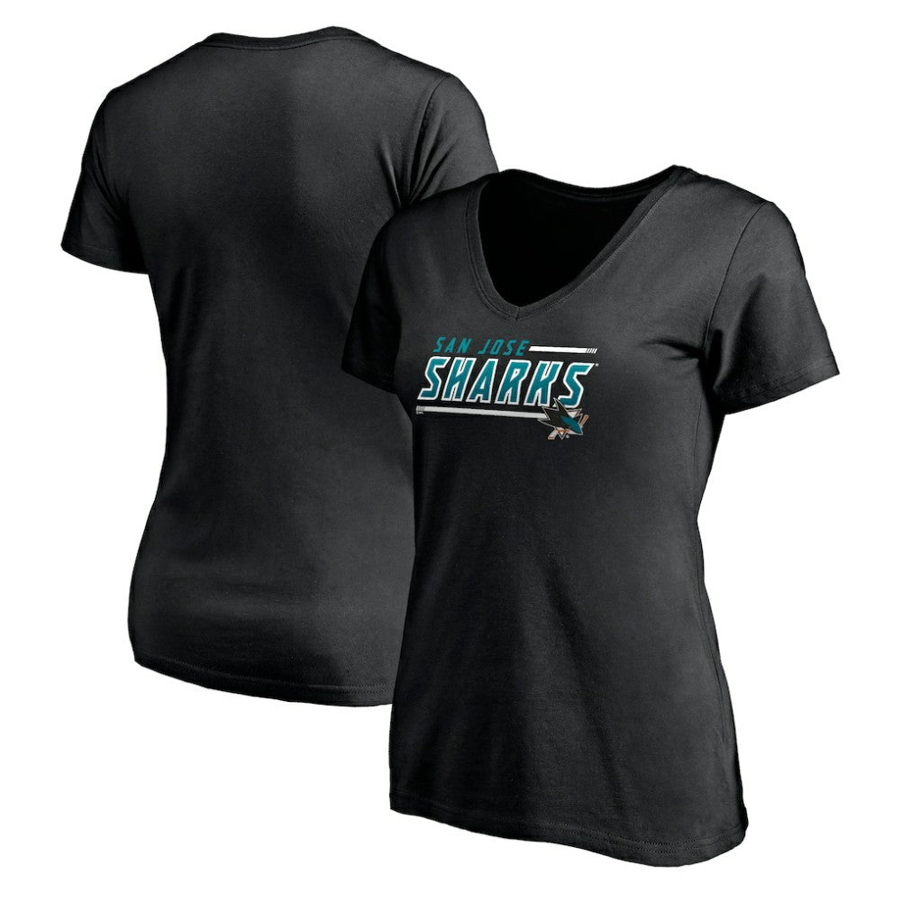 San Jose Sharks Women's Mascot In Bounds V-Neck T-Shirt - Black - NHL