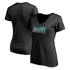 San Jose Sharks Women's Mascot In Bounds V-Neck T-Shirt - Black - NHL