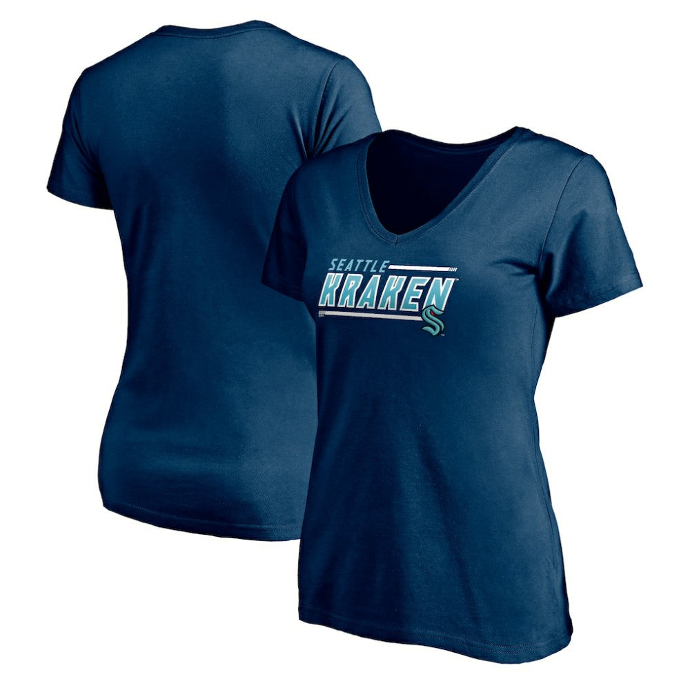 Seattle Kraken Women's Mascot In Bounds V-Neck T-Shirt - Deep Sea Blue - NHL