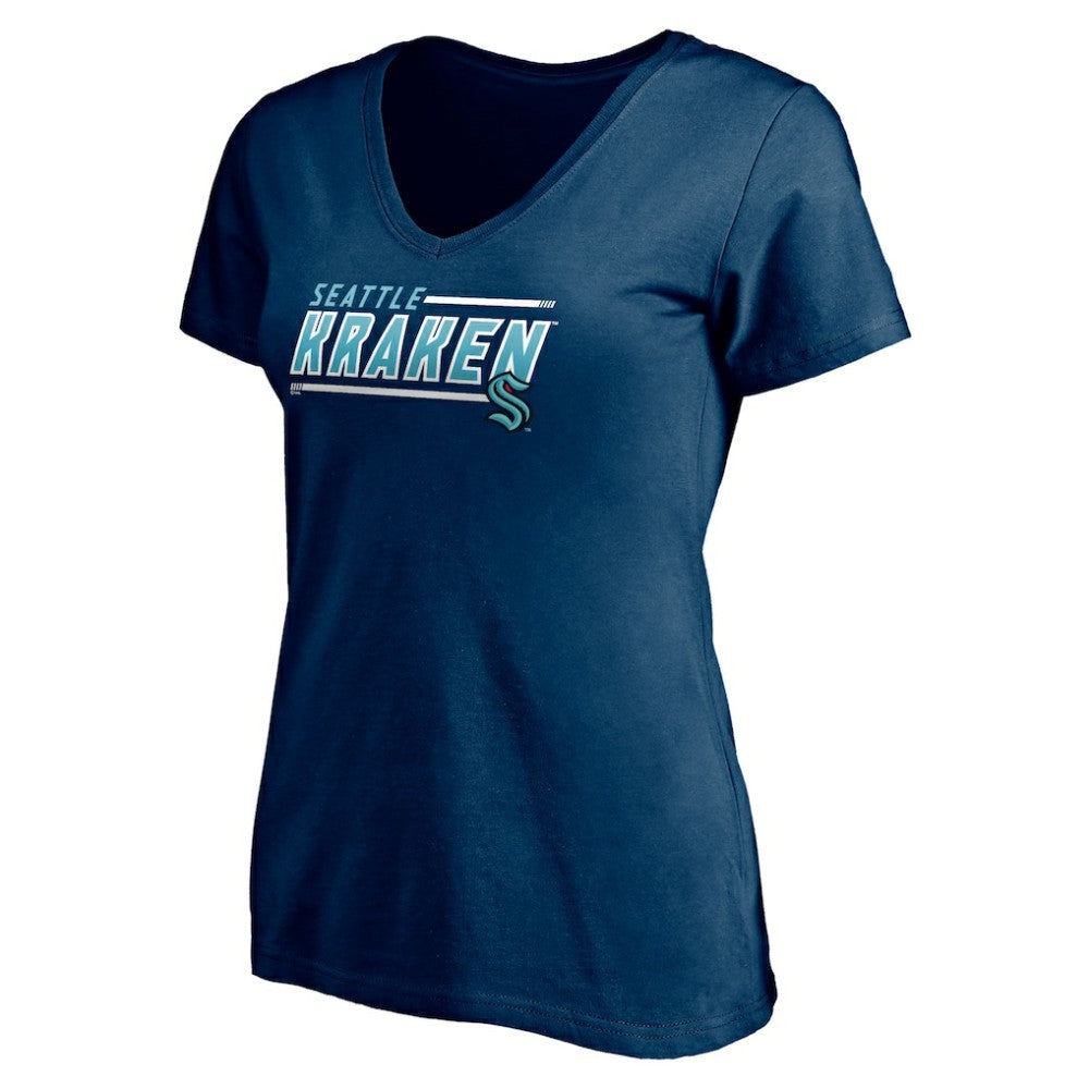 Seattle Kraken Women's Mascot In Bounds V-Neck T-Shirt - Deep Sea Blue - NHL