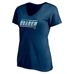 Seattle Kraken Women's Mascot In Bounds V-Neck T-Shirt - Deep Sea Blue - NHL