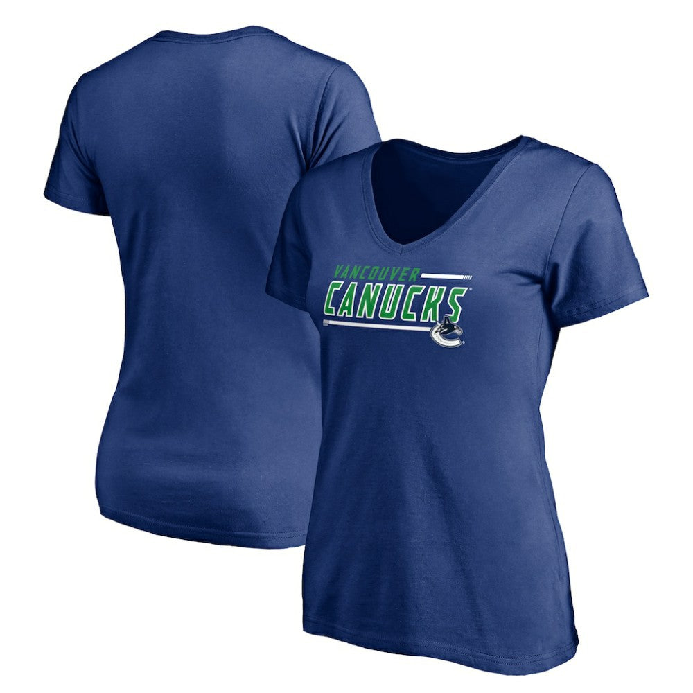 Vancouver Canucks Women's Mascot In Bounds V-Neck T-Shirt - Blue - NHL
