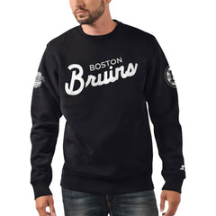 Boston Bruins Starter x NHL Black Ice Cross Check Pullover Sweatshirt - Black - NHL