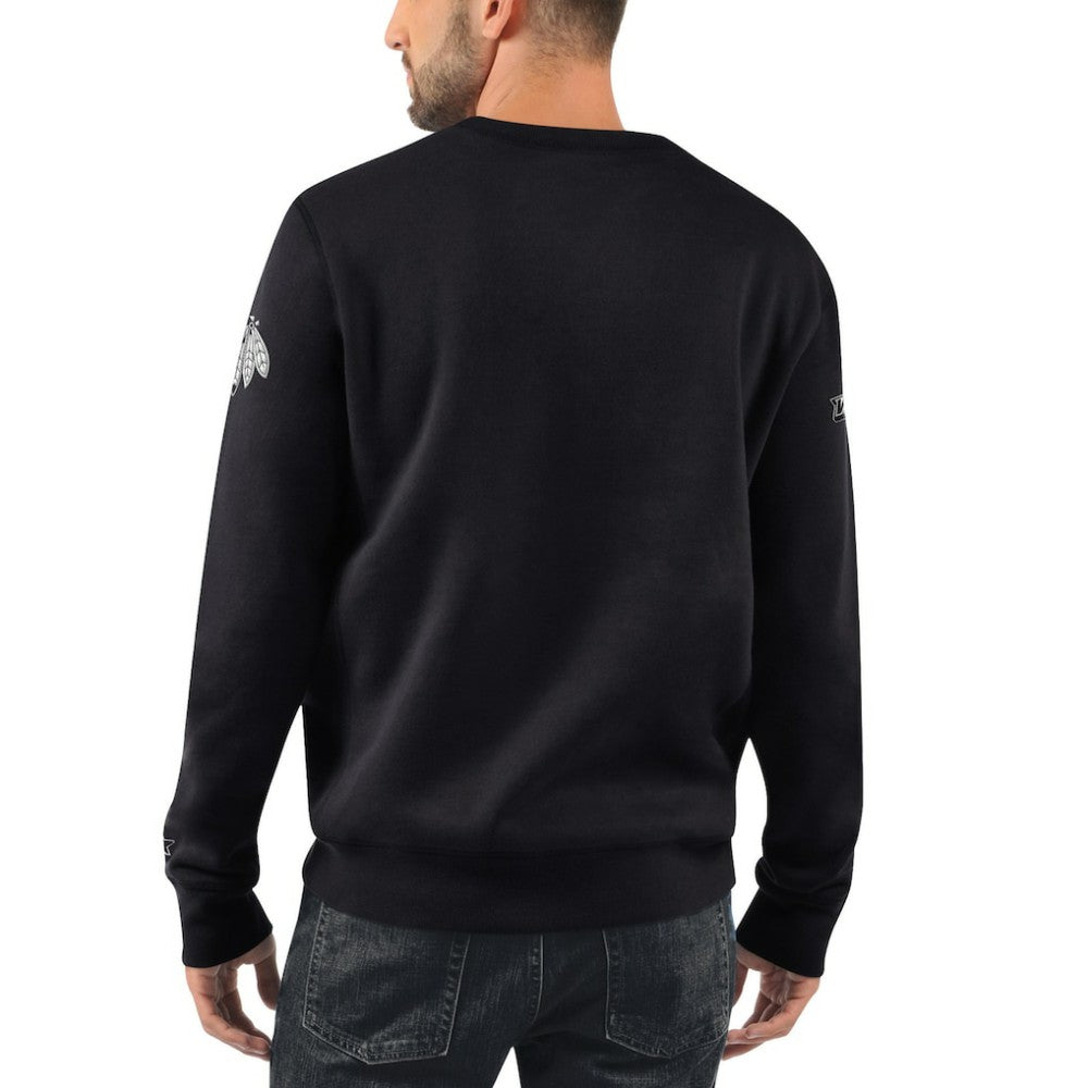 Chicago Blackhawks Starter x NHL Black Ice Cross Check Pullover Sweatshirt - Black - NHL