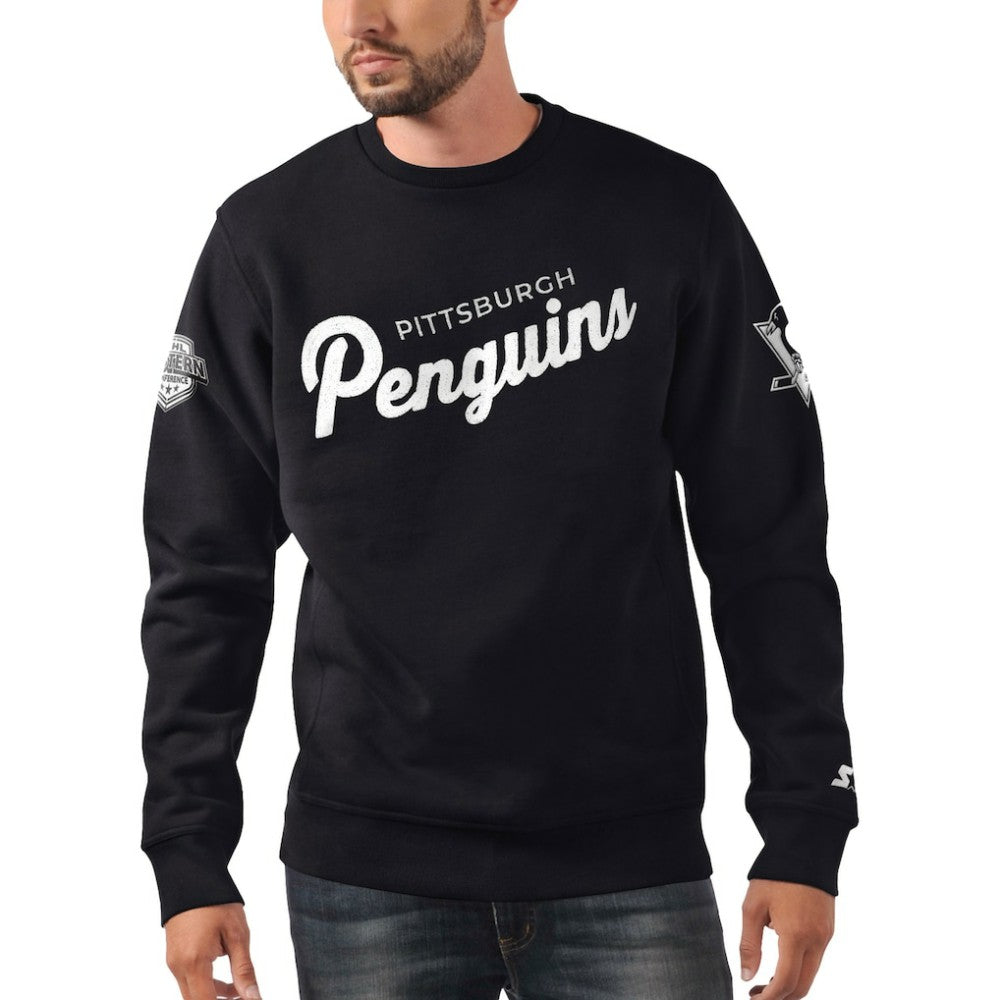 Pittsburgh Penguins Starter x NHL Black Ice Cross Check Pullover Sweatshirt - Black - NHL