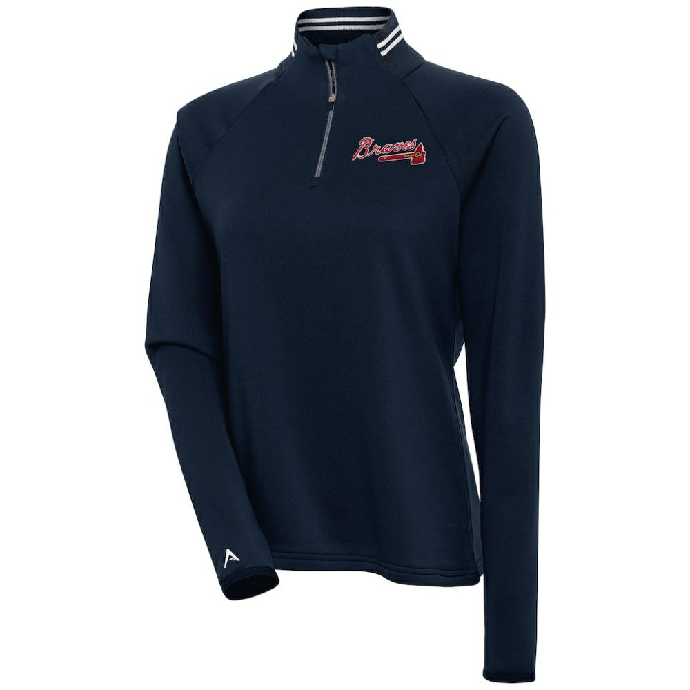 Atlanta Braves Antigua Women's Milo Raglan Quarter-Zip Pullover Top - MLB