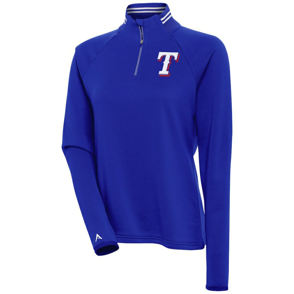 Texas Rangers Antigua Women's Milo Raglan Quarter-Zip Pullover Top - MLB