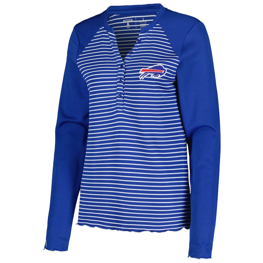 Buffalo Bills Antigua Women's Maverick Waffle Henley Long Sleeve T-Shirt Royal | NFL