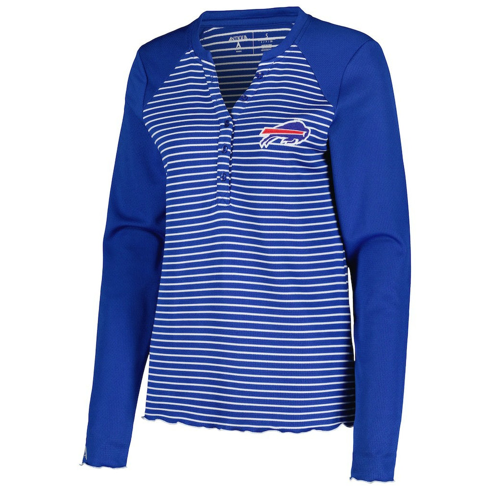 Buffalo Bills Antigua Women's Maverick Waffle Henley Long Sleeve T-Shirt Royal | NFL