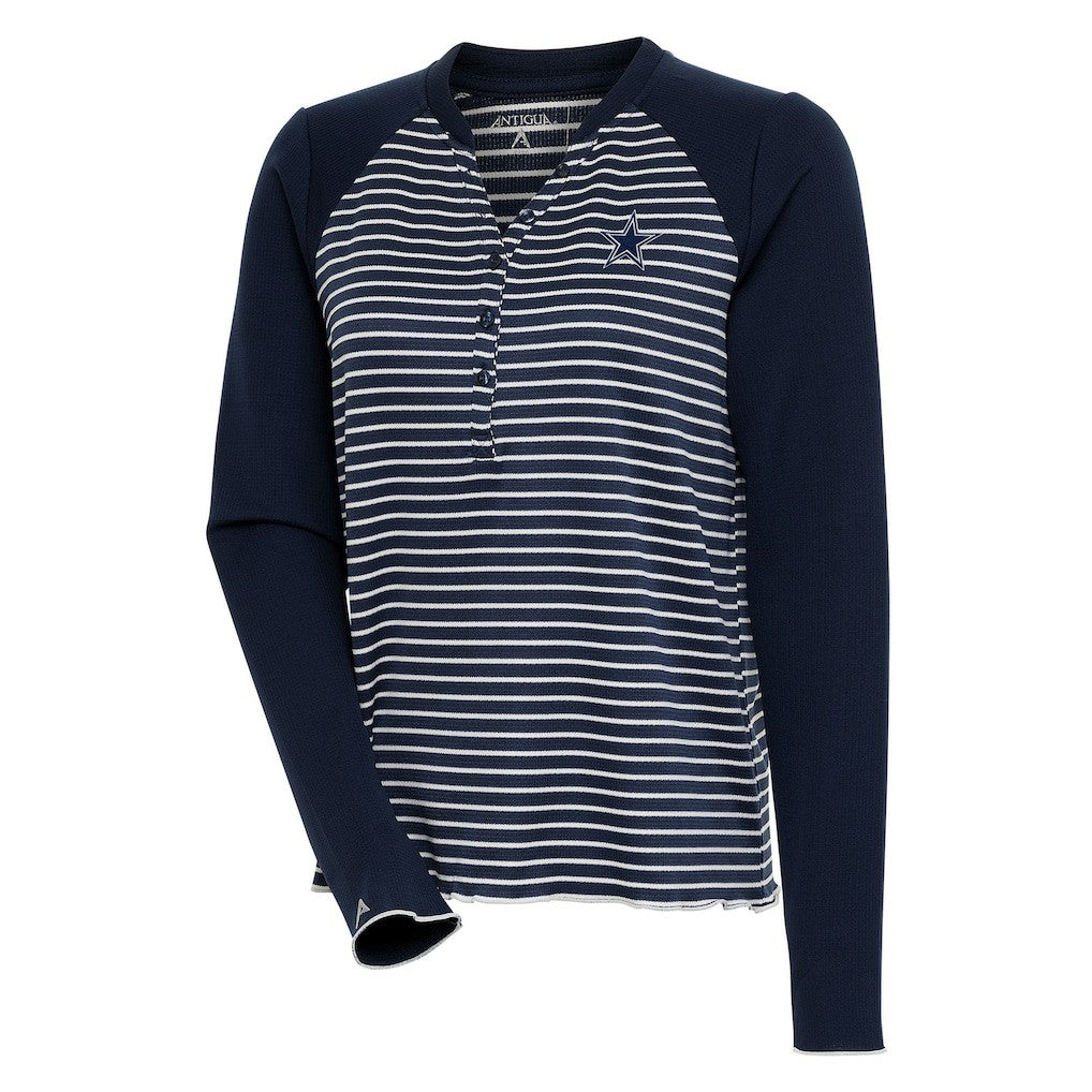 Dallas Cowboys Antigua Women's Maverick Waffle Henley Long Sleeve T-Shirt Navy | NFL