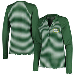 Green Bay Packers Antigua Women's Maverick Waffle Henley Long Sleeve T-Shirt Green | NFL