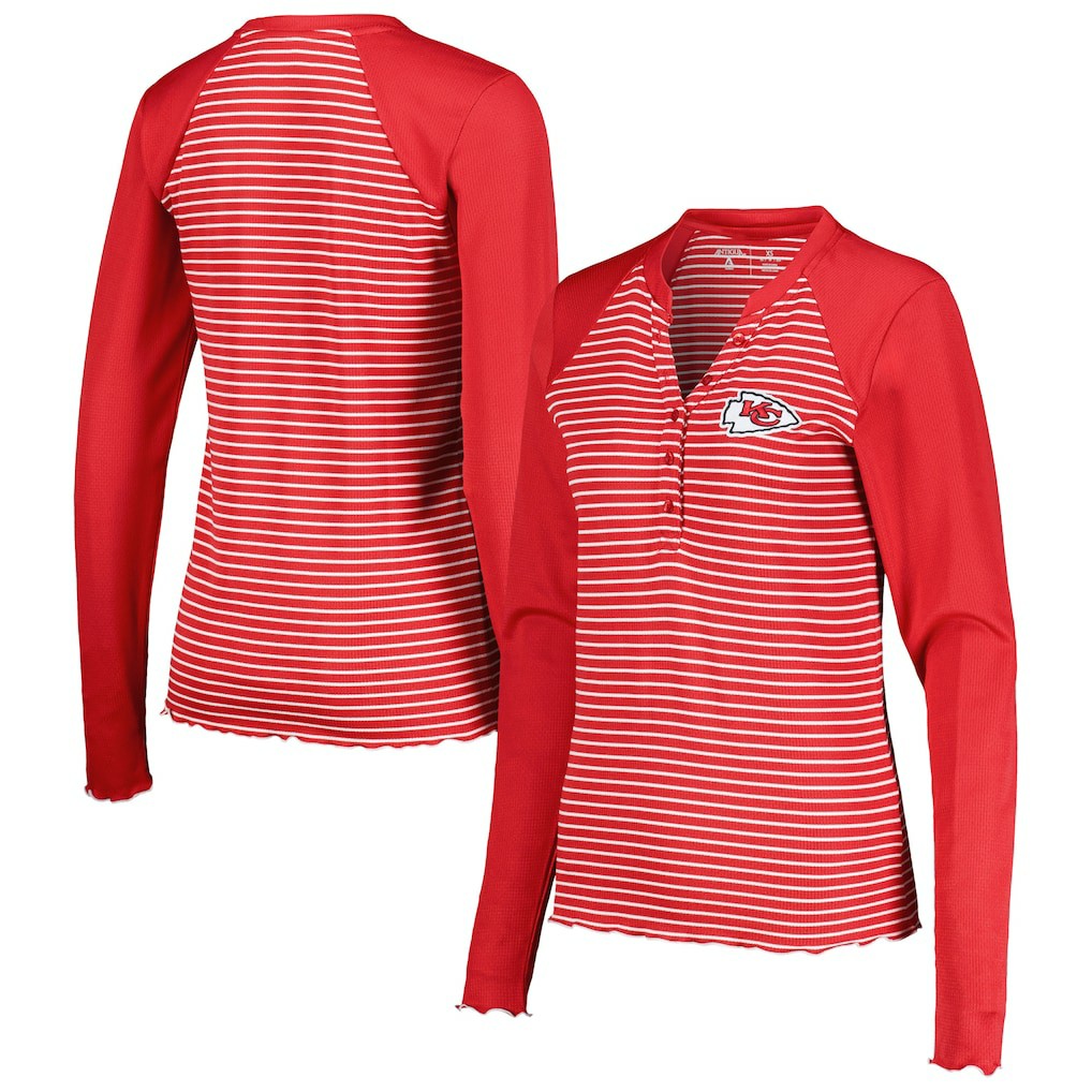 Kansas City Chiefs Antigua Women's Maverick Waffle Henley Long Sleeve T-Shirt Red | NFL