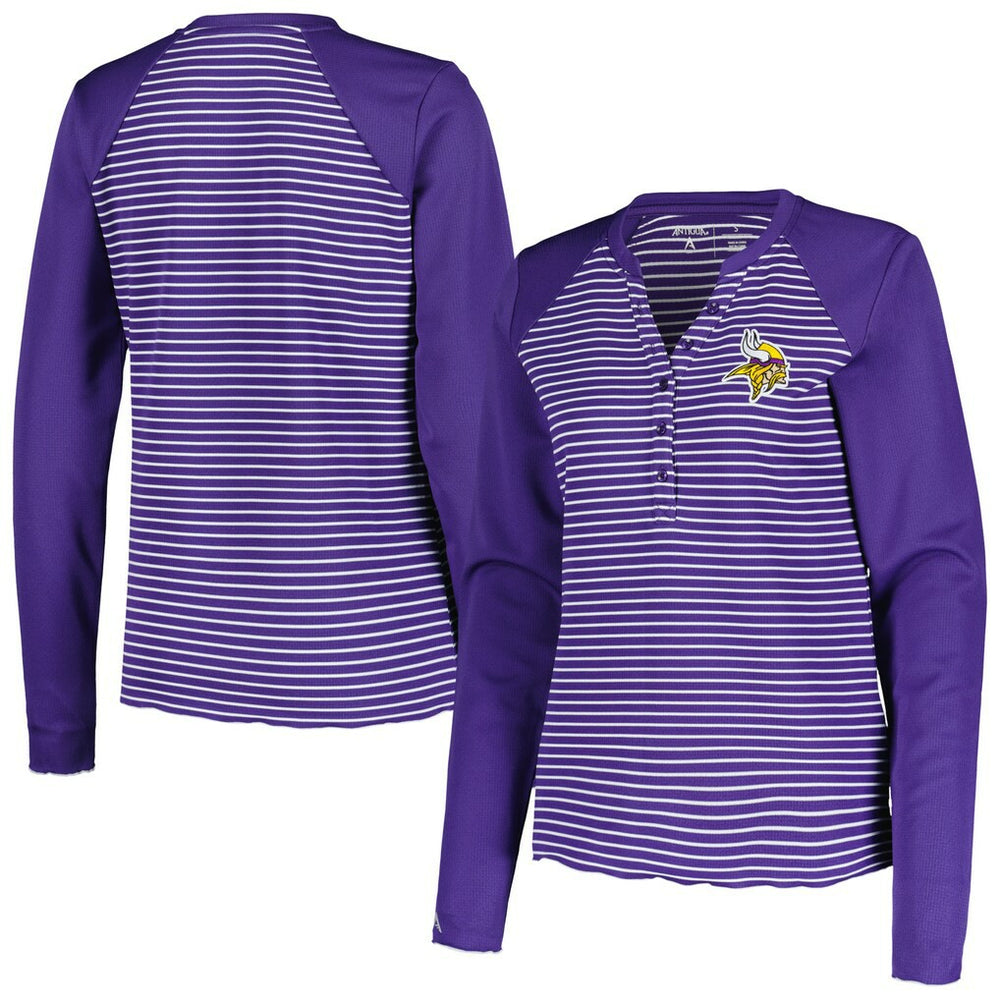Minnesota Vikings Antigua Women's Maverick Waffle Henley Long Sleeve T-Shirt Purple | NFL