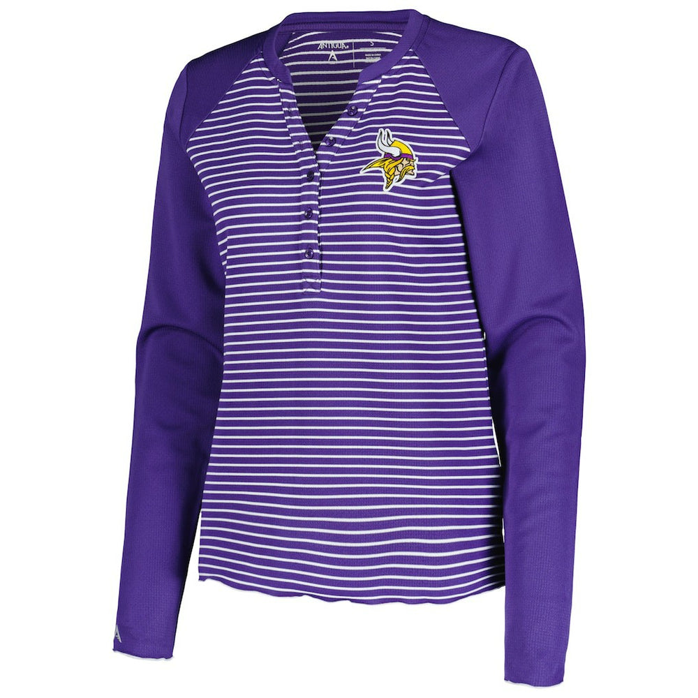 Minnesota Vikings Antigua Women's Maverick Waffle Henley Long Sleeve T-Shirt Purple | NFL