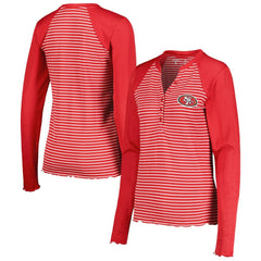 San Francisco 49ers Antigua Women's Maverick Waffle Henley Long Sleeve T-Shirt Scarlet | NFL