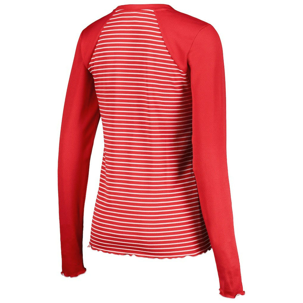 San Francisco 49ers Antigua Women's Maverick Waffle Henley Long Sleeve T-Shirt Scarlet | NFL