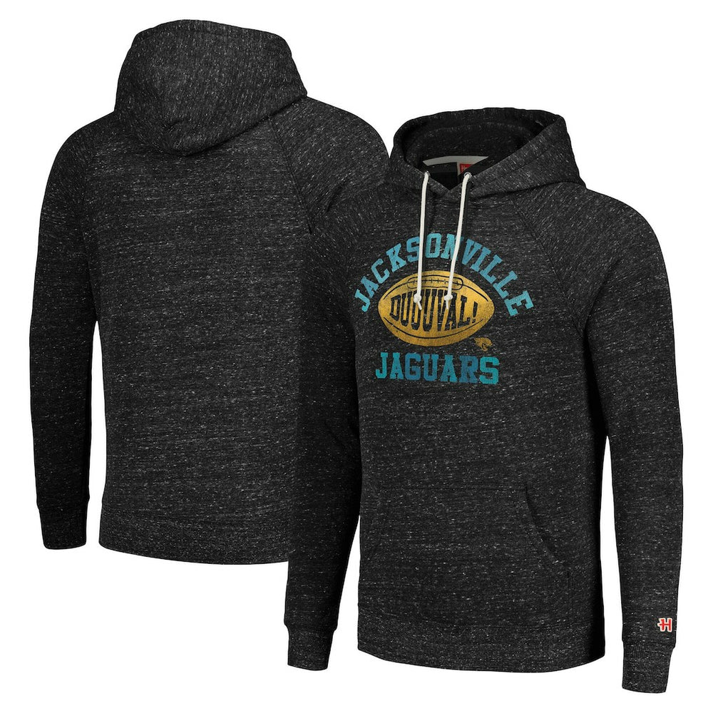 Jacksonville Jaguars Homage Unisex Hyperlocal Raglan Pullover Hoodie Heather Charcoal | NFL