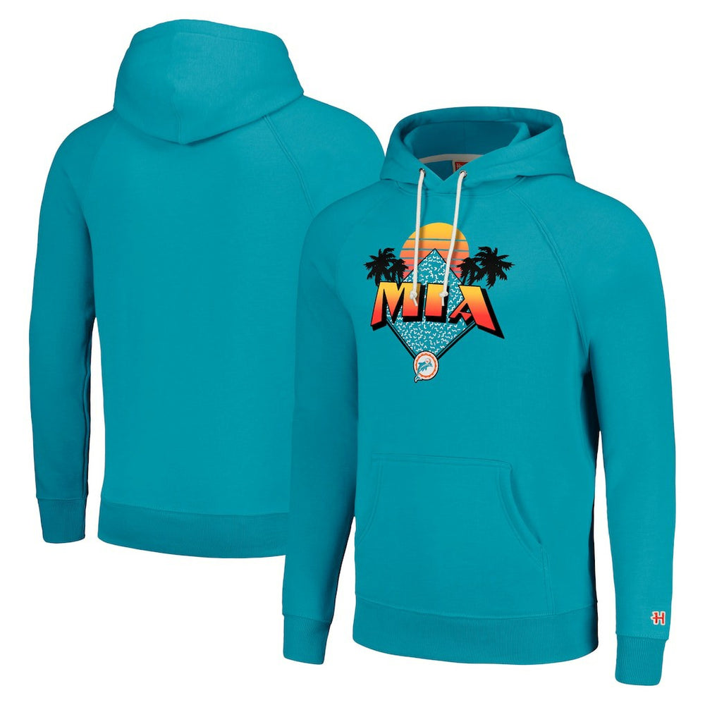 Miami Dolphins Homage Unisex Hyperlocal Raglan Pullover Hoodie Aqua | NFL