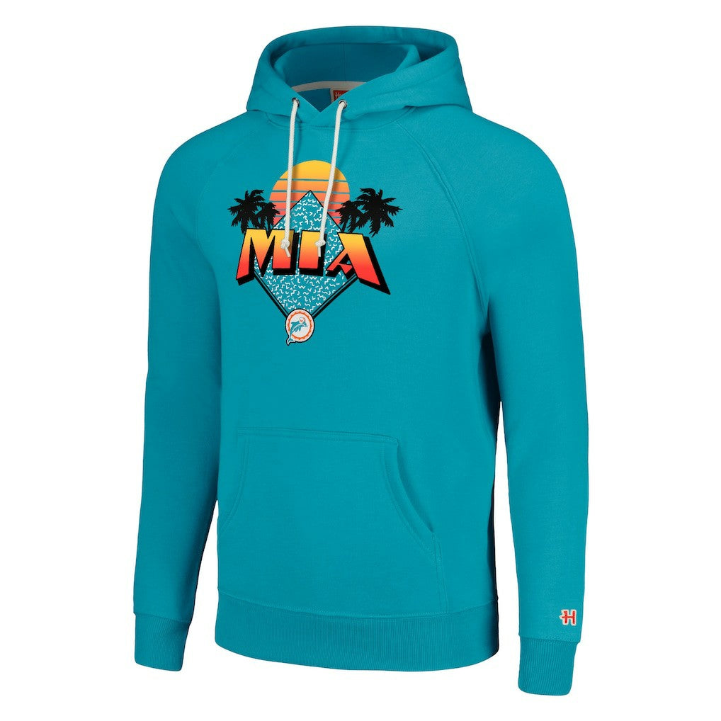 Miami Dolphins Homage Unisex Hyperlocal Raglan Pullover Hoodie Aqua | NFL