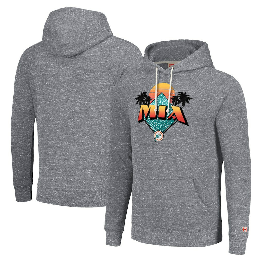 Miami Dolphins Homage Unisex Hyperlocal Raglan Pullover Hoodie Gray | NFL