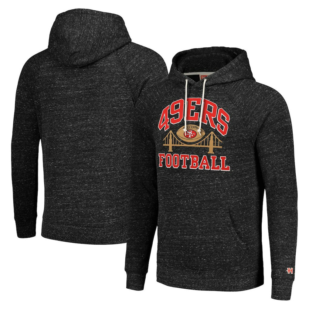 San Francisco 49ers Homage Unisex Hyperlocal Raglan Pullover Hoodie Charcoal | NFL
