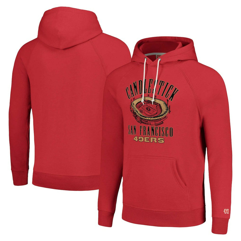 San Francisco 49ers Homage Unisex Hyperlocal Raglan Pullover Hoodie Scarlet | NFL