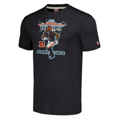 Ja'Marr Chase Cincinnati Bengals Homage Unisex NFL Blitz Player Tri-Blend T-Shirt Heathered Charcoal | NFL