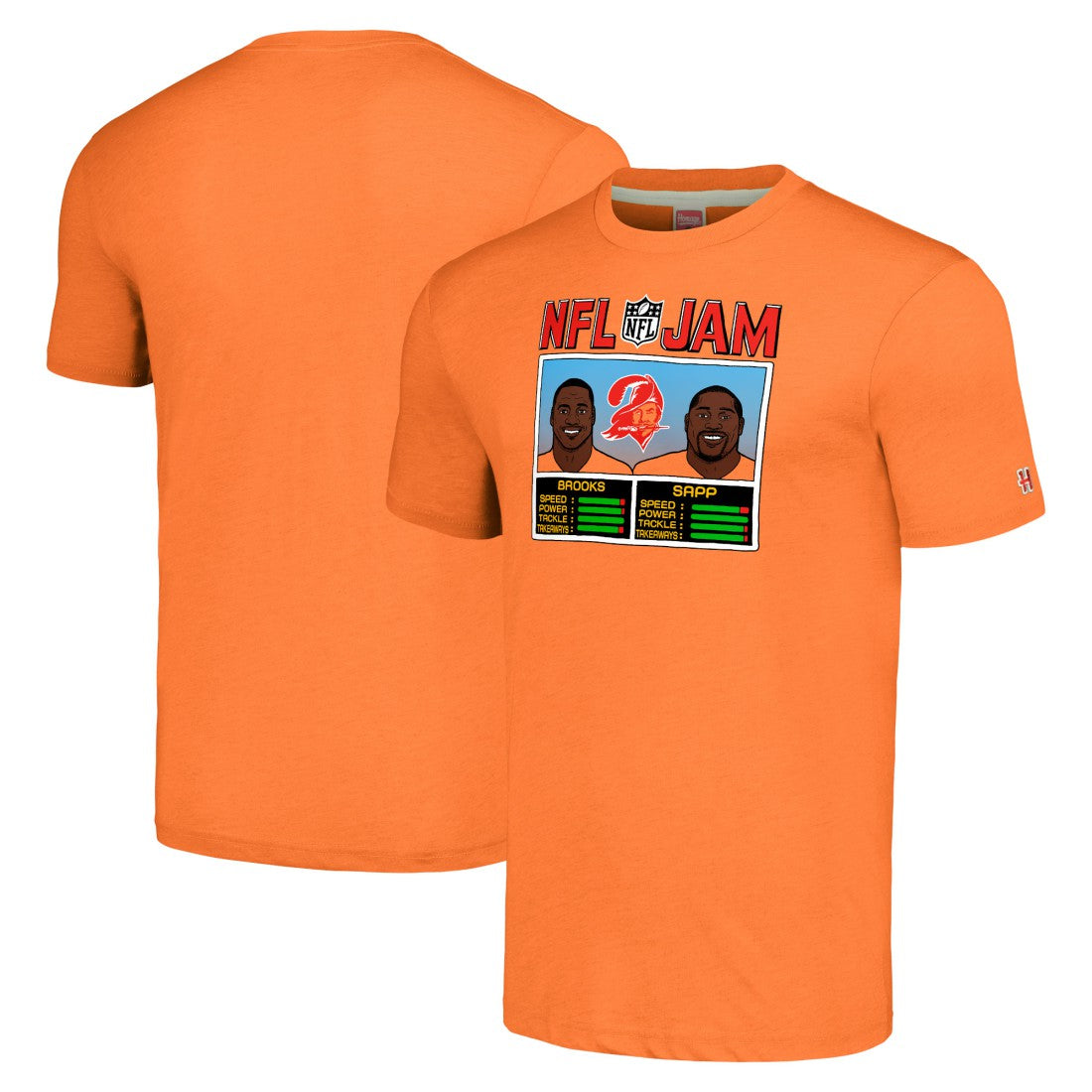 Derrick Brooks & Warren Sapp Tampa Bay Buccaneers Homage Unisex NFL Jam Retired Tri-Blend T-Shirt Orange | NFL