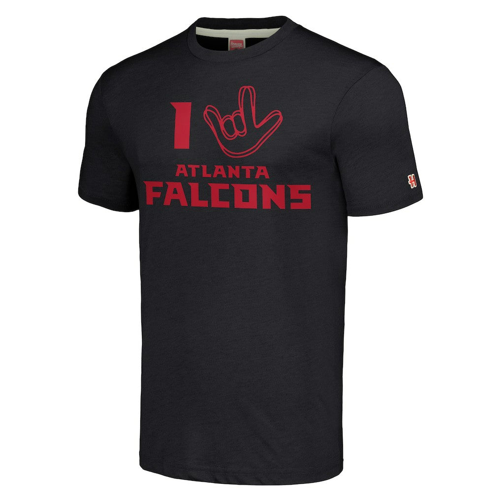 Atlanta Falcons Homage Unisex The NFL ASL Collection by Love Sign Tri-Blend T-Shirt Charcoal | NFL