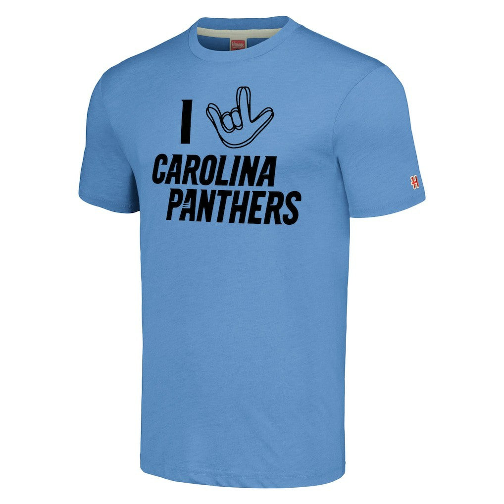 Carolina Panthers Homage Unisex The NFL ASL Collection by Love Sign Tri-Blend T-Shirt Light Blue | NFL
