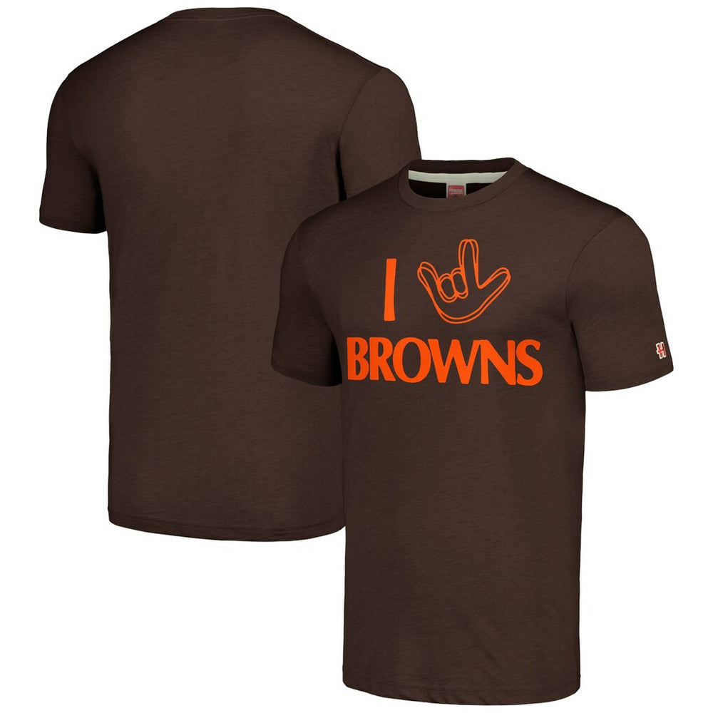 Cleveland Browns Homage Unisex The NFL ASL Collection by Love Sign Tri-Blend T-Shirt Brown | NFL