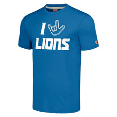 Detroit Lions Homage Unisex The NFL ASL Collection by Love Sign Tri-Blend T-Shirt Blue | NFL