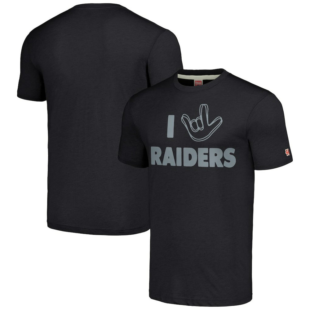 Las Vegas Raiders Homage Unisex The NFL ASL Collection by Love Sign Tri-Blend T-Shirt Charcoal | NFL