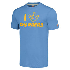 Los Angeles Chargers Homage Unisex The NFL ASL Collection by Love Sign Tri-Blend T-Shirt Powder Blue | NFL