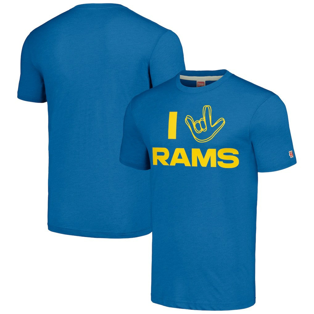 Los Angeles Rams Homage Unisex The NFL ASL Collection by Love Sign Tri-Blend T-Shirt Royal | NFL