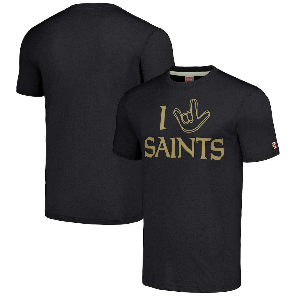 New Orleans Saints Homage Unisex The NFL ASL Collection by Love Sign Tri-Blend T-Shirt Charcoal | NFL