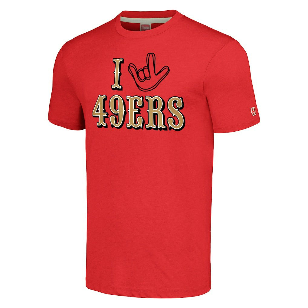 San Francisco 49ers Homage Unisex The NFL ASL Collection by Love Sign Tri-Blend T-Shirt Scarlet | NFL