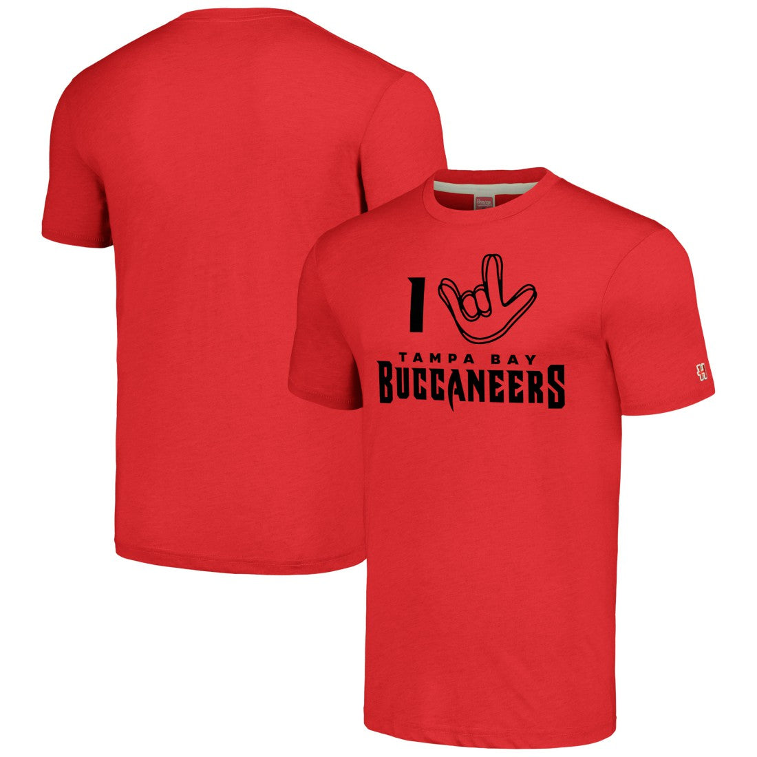 Tampa Bay Buccaneers Homage Unisex The NFL ASL Collection by Love Sign Tri-Blend T-Shirt Red | NFL